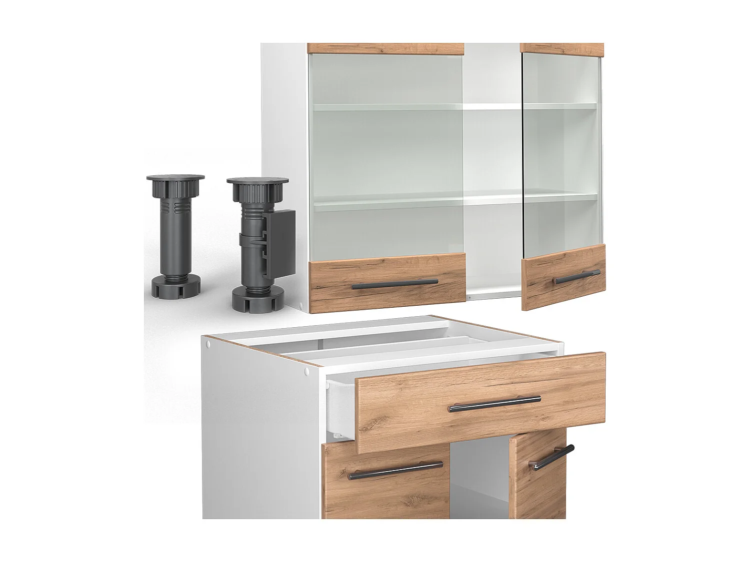 Cocina para solteros oro potencia roble/blanco 140x60x81.6 fame-line