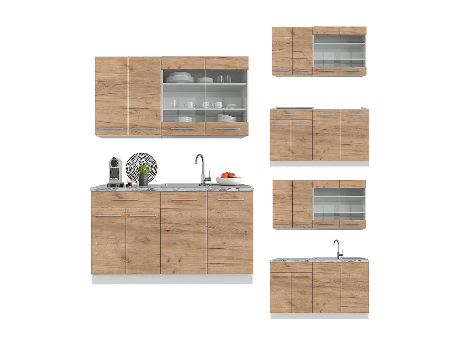 Cocina para solteros oro potencia roble/blanco 140x60x81.6 fame-line