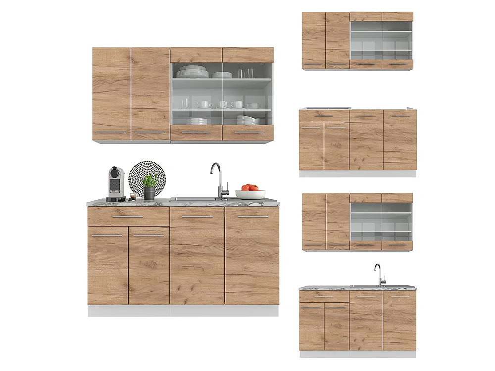 Singlekøkken gold power eg/hvid 140x60x81.6 fame-line