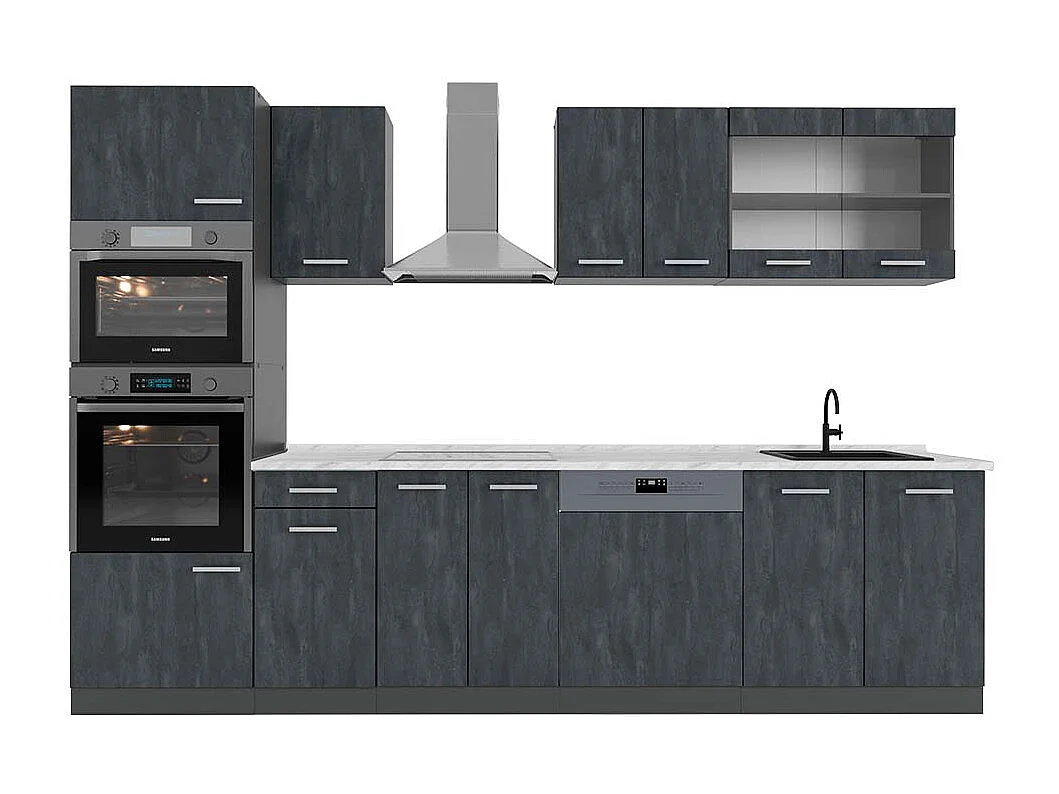 Cucina componibile calcestruzzo nero/antracite 300x60x81.6 r-line