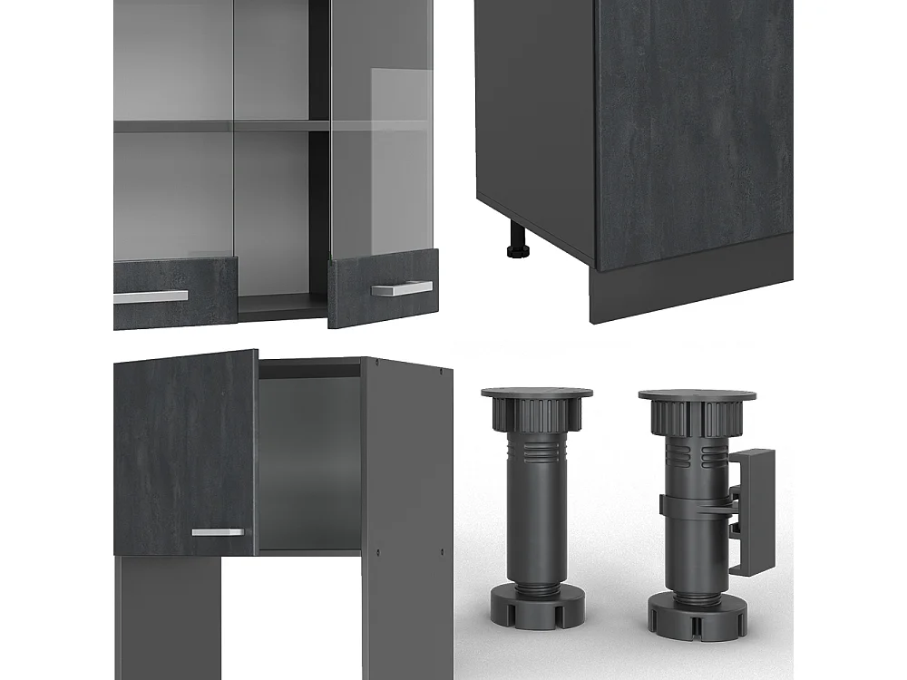 Cucina componibile calcestruzzo nero/antracite 300x60x81.6 r-line