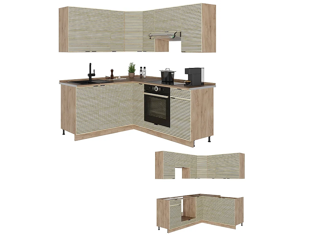Hjørnekøkken panel i eg/gylden eg 190x60x81.6 fame-line
