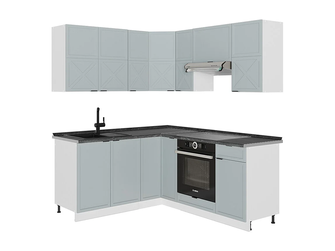 Hjørnekøkken lyseblå-grå/hvid 190x60x81.6 fame-line