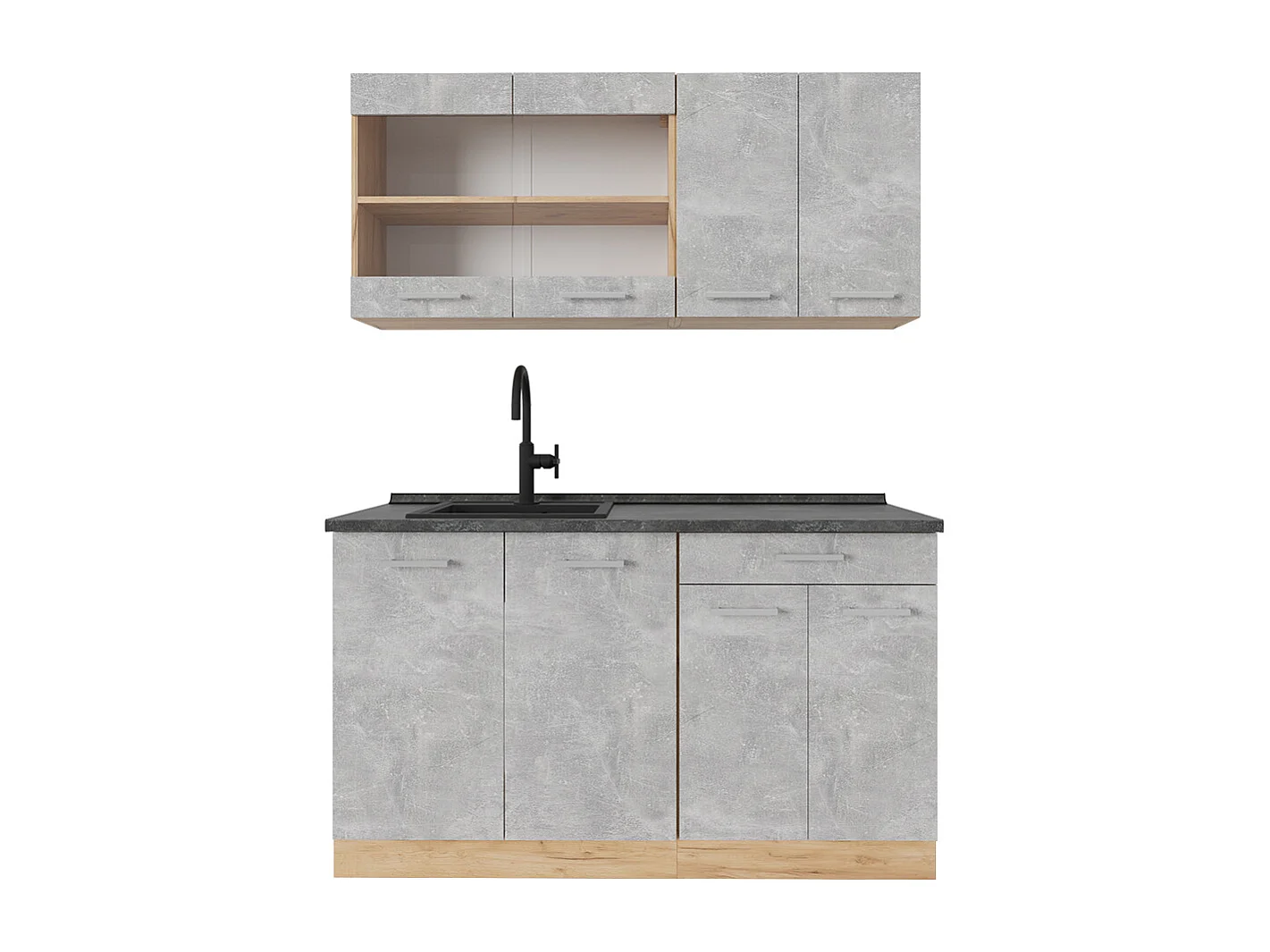 Cocina versátil hormigón/roble dorado 140x60x81.6 r-line