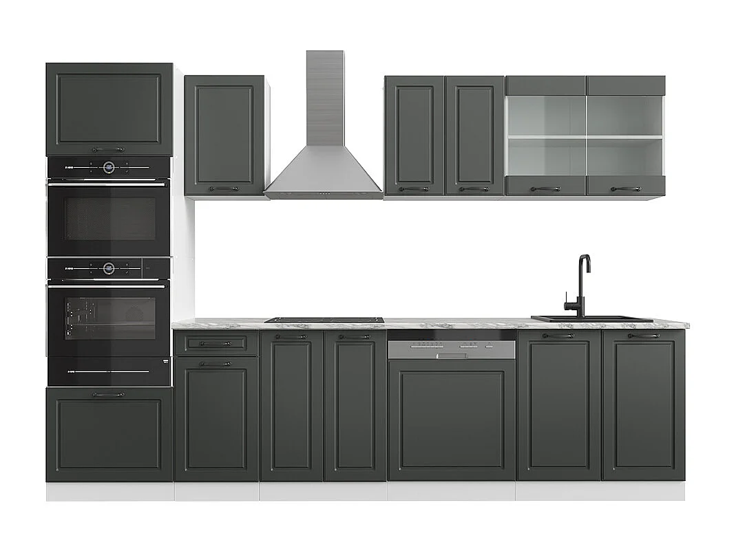 Cuisine anthracite maison de campagne/blanc 300x46x81.6 r-line