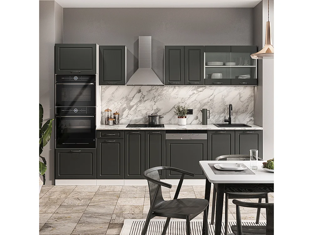 Cuisine anthracite maison de campagne/blanc 300x46x81.6 r-line