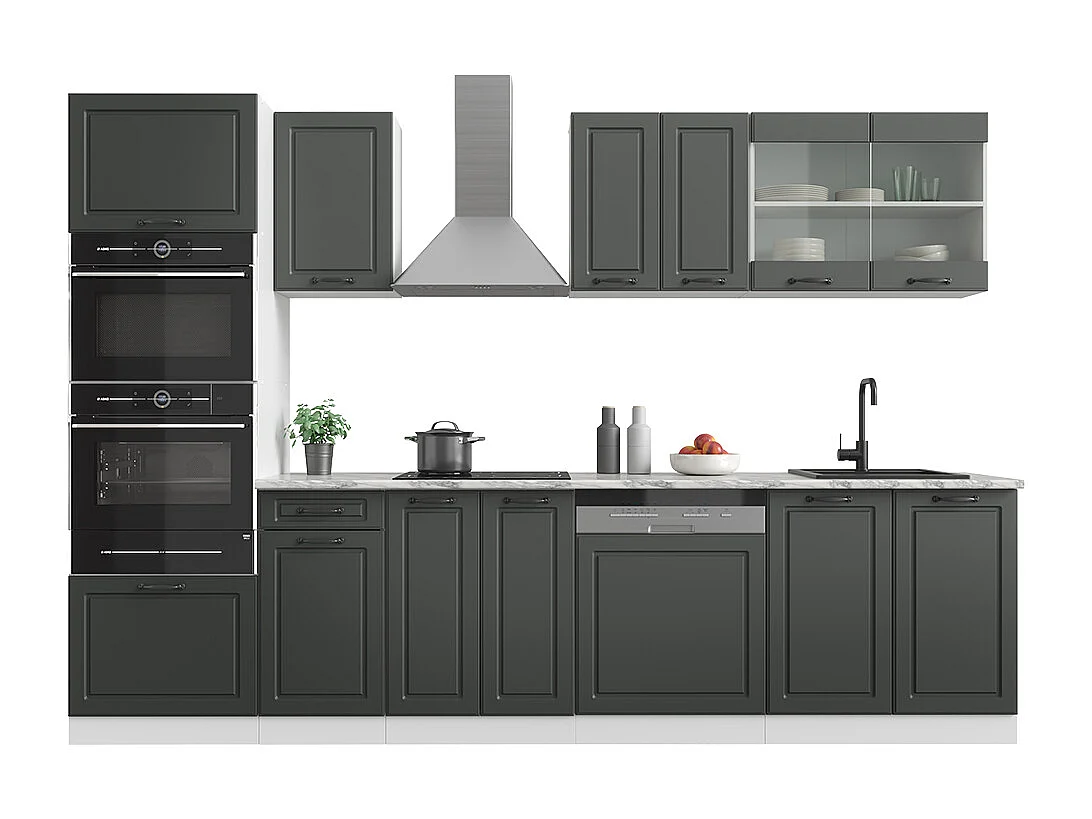Cuisine anthracite maison de campagne/blanc 300x46x81.6 r-line