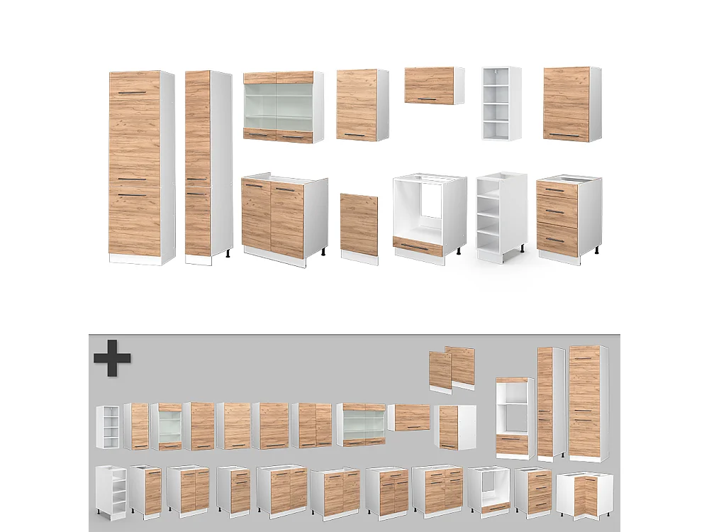 Cucina componibile quercia dorata/bianco 355x46x81.6 fame-line