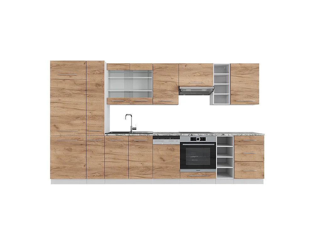 Complete keukeneenheid eik goud/wit 355x46x81.6 fame-line
