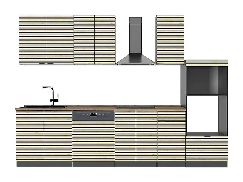 Mueble de cocina panel de roble/antracita 300x60x81.6 fame-line