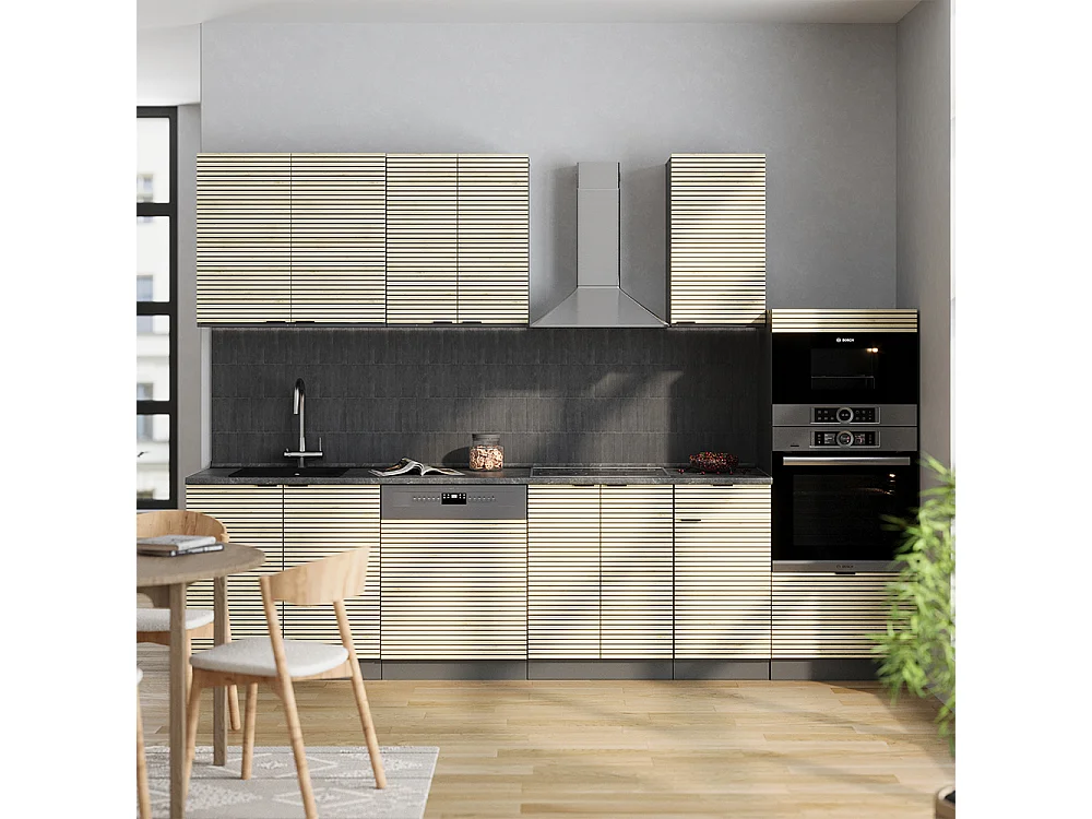 Cuisine chêne lambris/anthracite 300x60x81.6 fame-line