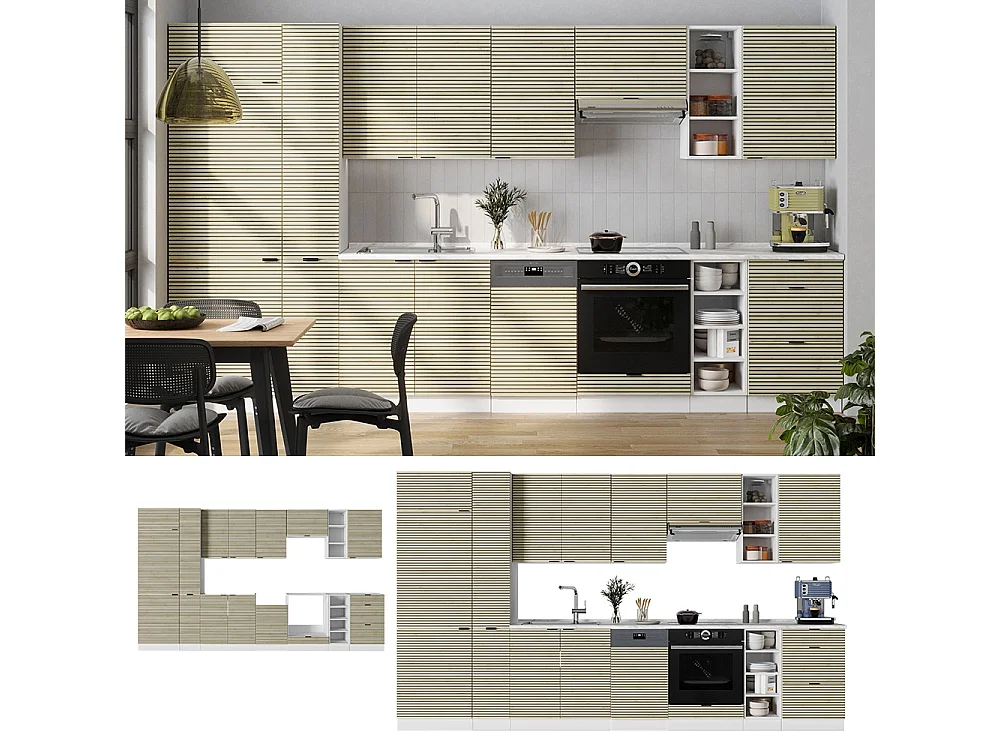 Mueble de cocina panel roble/blanco 355x46x81.6 fame-line