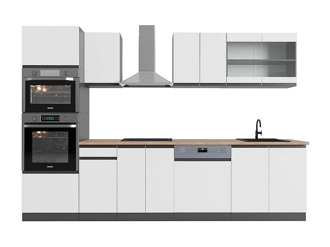 Cucina componibile bianco/antracite 300x60x81.6 r-line