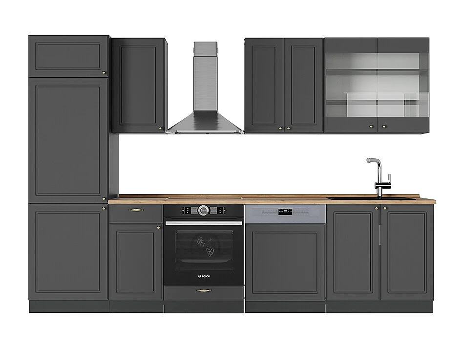 Mueble de cocina antracita-oro landhaus 300x60x81.6 fame-line