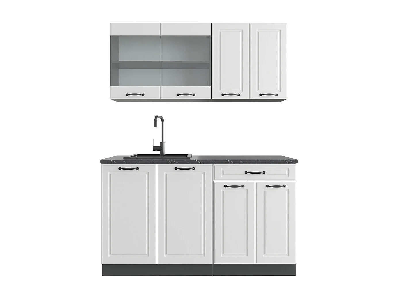 Cuisine blanc cottage/anthracite 140x60x81.6 r-line