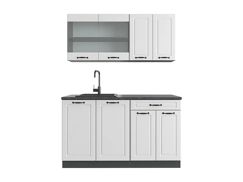 Cucina monoblocco bianco casa di campagna/antracite 140x60x81.6 r-line