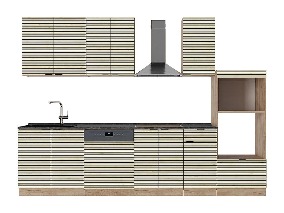 Køkkenrække egetræspanel/guldkraft egetræ 300x60x81.6 fame-line