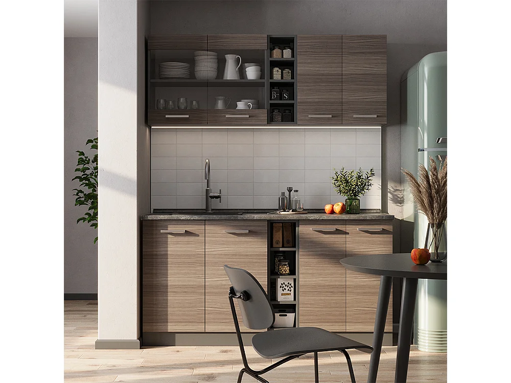 Cucina completa grigio nobile/antracite 160x46x81.6 r-line