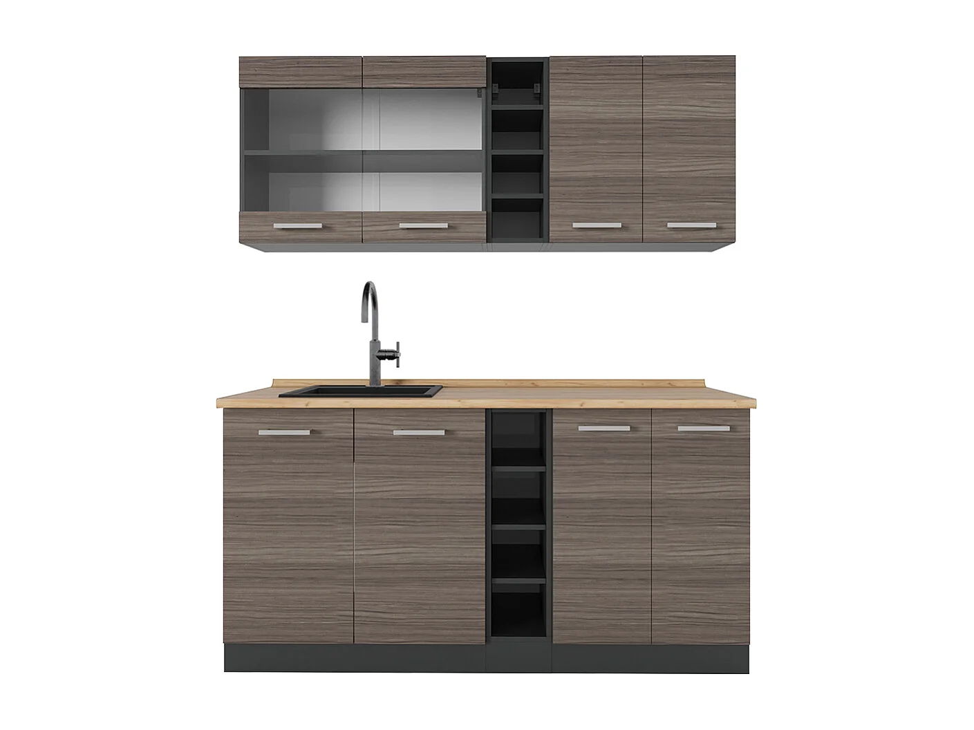 Cucina completa grigio nobile/antracite 160x46x81.6 r-line