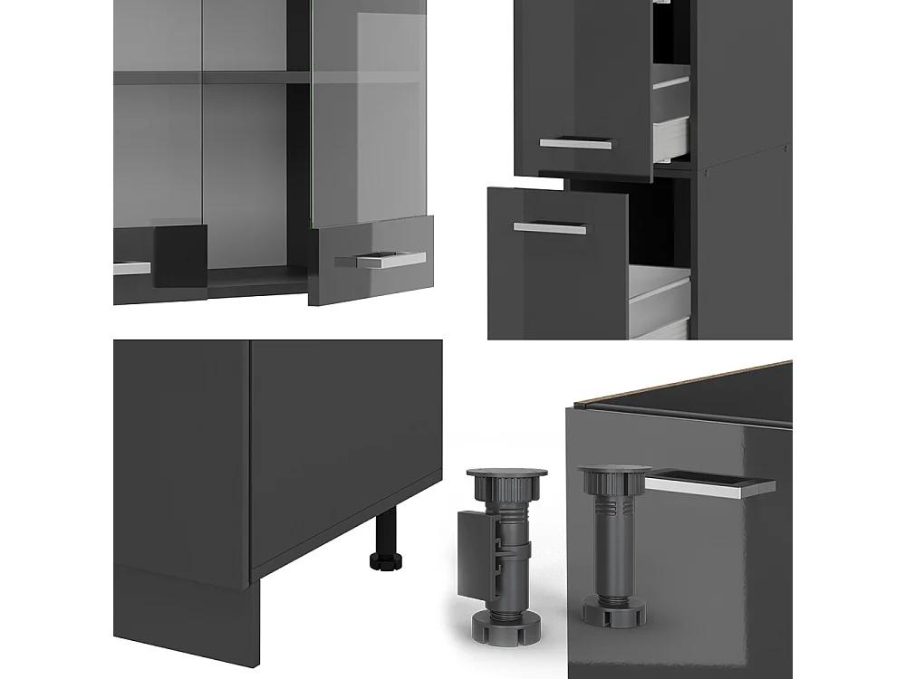 Küchenzeile anthrazit hochglanz/anthrazit 350x46x81.6 r-line