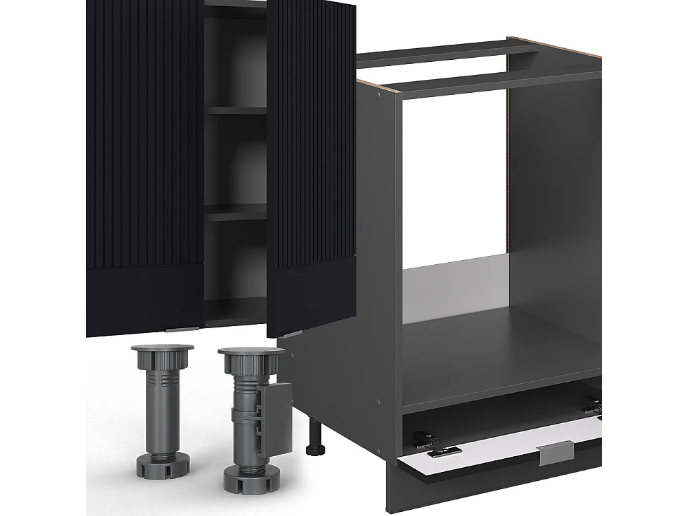 Cuisine noir rayé/anthracite 300x60x81.6 fame-line