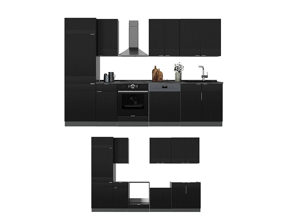 Mueble de cocina rayas negras/antracita 300x60x81.6 fame-line