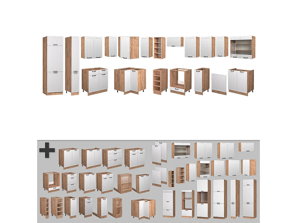 Hoekkeuken wit landhuis 347x60x81.6 fame-line