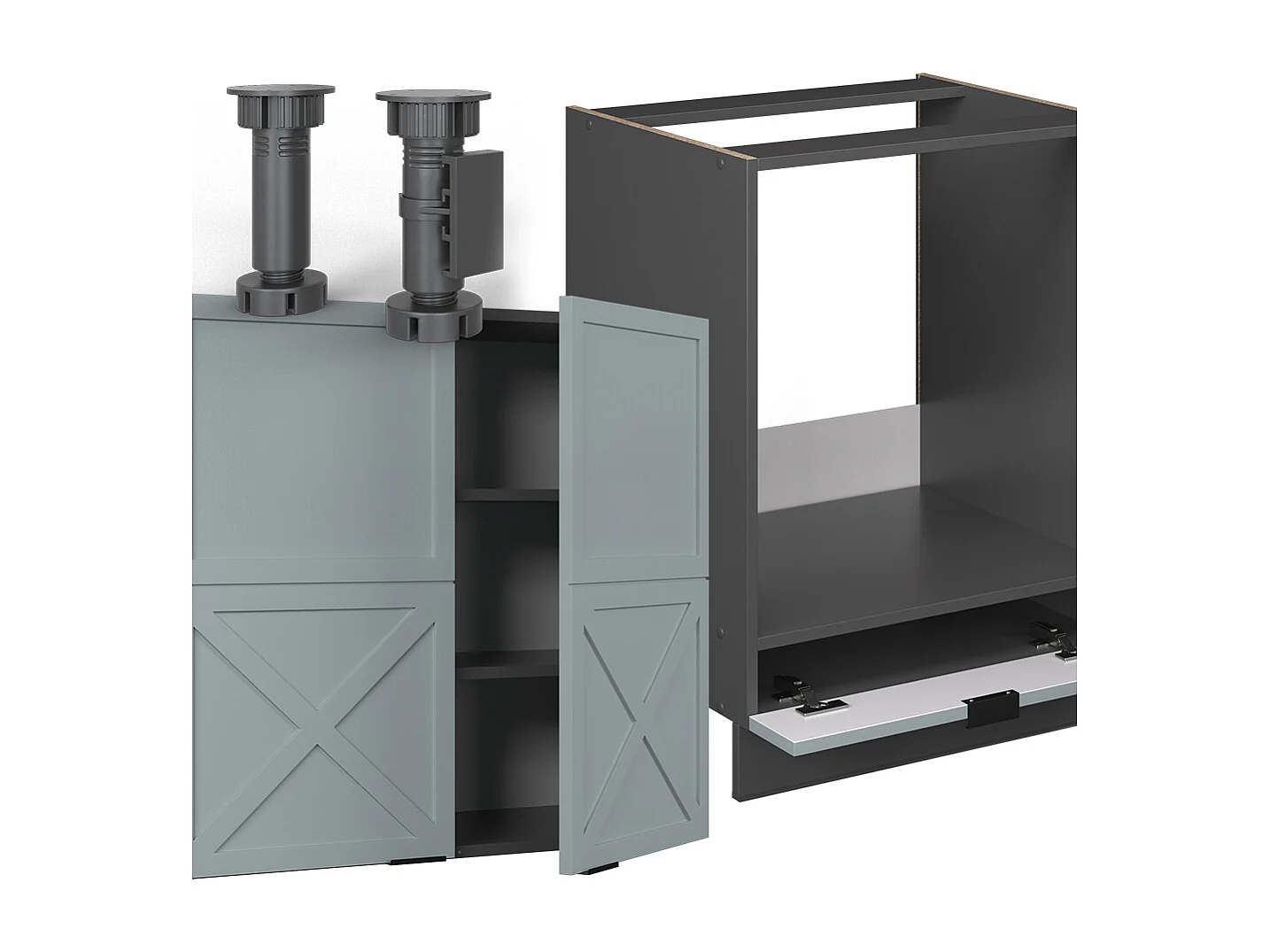 Kogoszczona kuchnia jasnoniebiesko-szary/antracytowy 190x60x81.6 fame-line