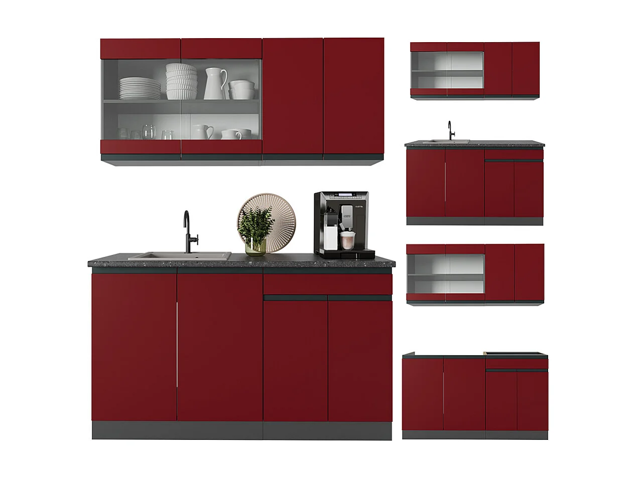 Cuisine rouge/anthracite 140x60x81.6 r-line