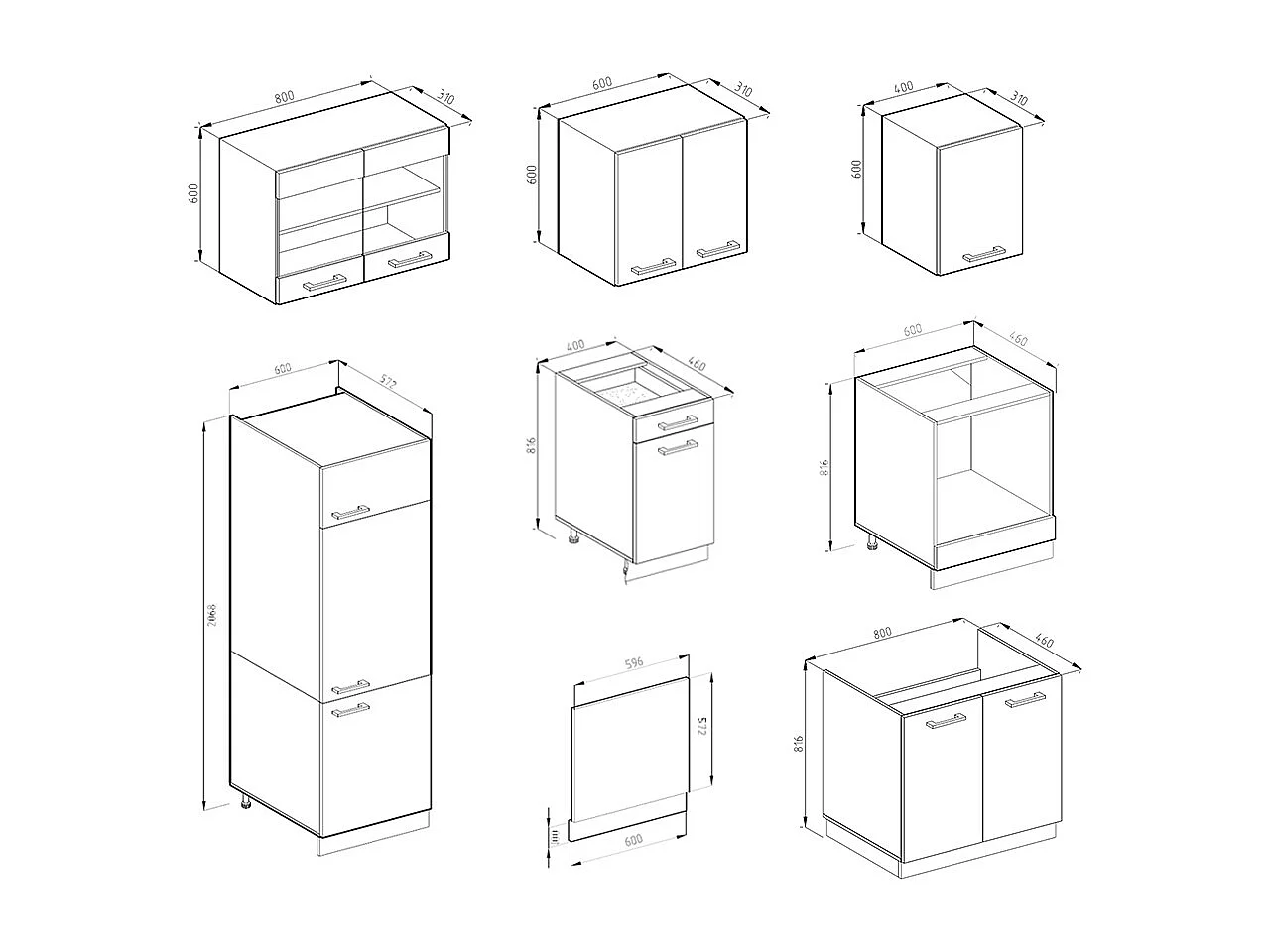 Cuisine chêne doré/anthracite 300x46x81.6 r-line