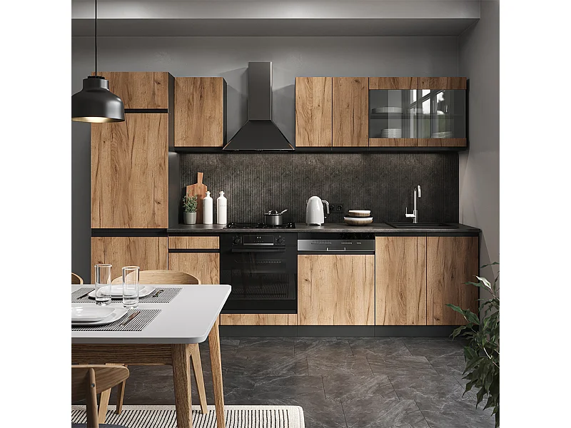 Küchenzeile goldkraft eiche/anthrazit 300x46x81.6 r-line