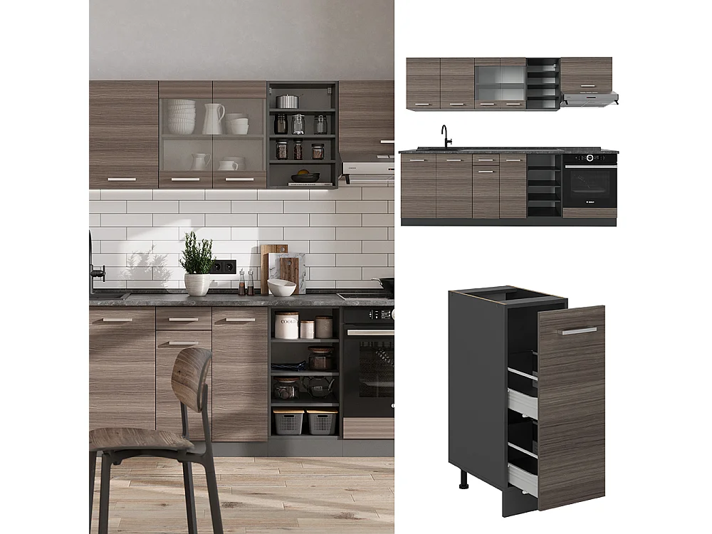 Cuisine gris noble/anthracite 240x60x81.6 r-line