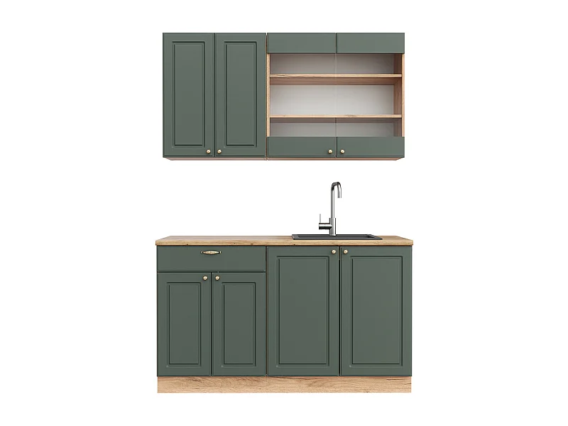 Cocina para solteros green-gold country/gold power roble 140x60x81.6 fame-line