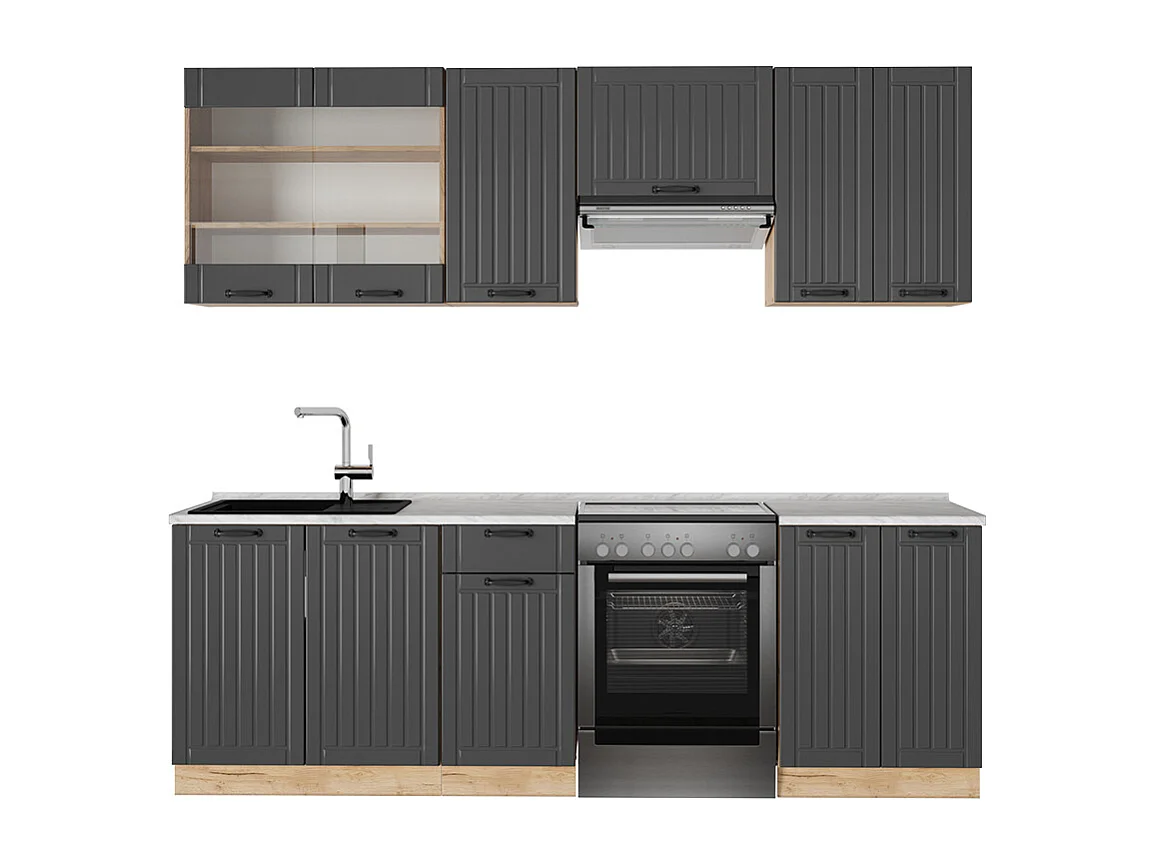 Mueble de cocina gris oscuro 240x60x81.6 fame-line