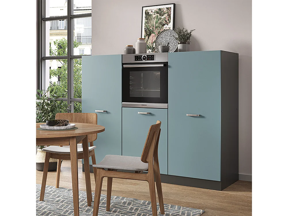 Bloc de cuisine bleu-gris/anthracite 180x46x81.6 r-line