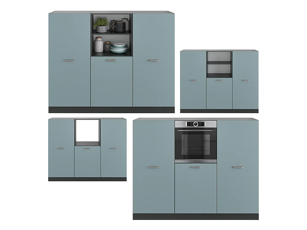 Bloc de cuisine bleu-gris/anthracite 180x46x81.6 r-line