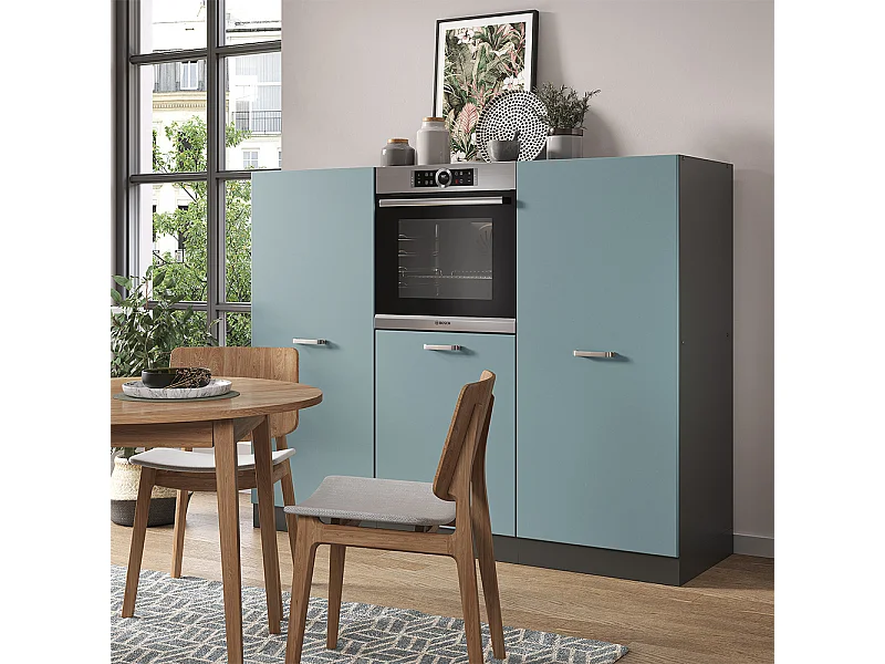 Bloc de cuisine bleu-gris/anthracite 180x46x81.6 r-line