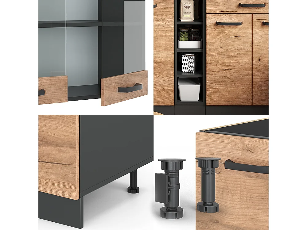 Cocina versátil oro power roble/antracita 160x60x81.6 r-line