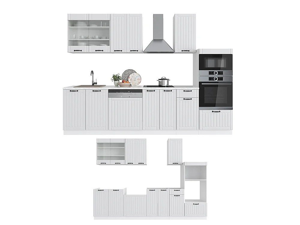 Mueble de cocina casa de campo blanca/blanca 300x46x81.6 fame-line