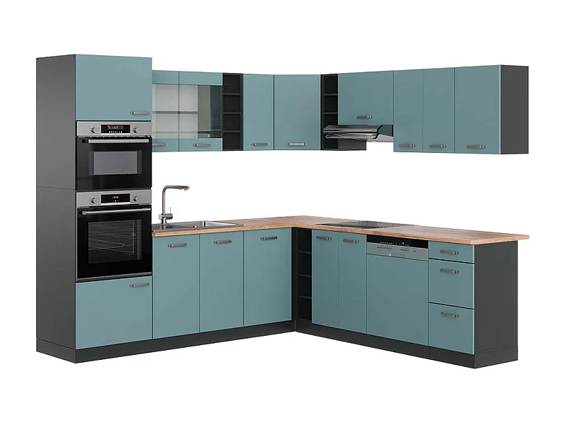 Cocina esquinera gris azulado/antracita 247x60x81.6 r-line