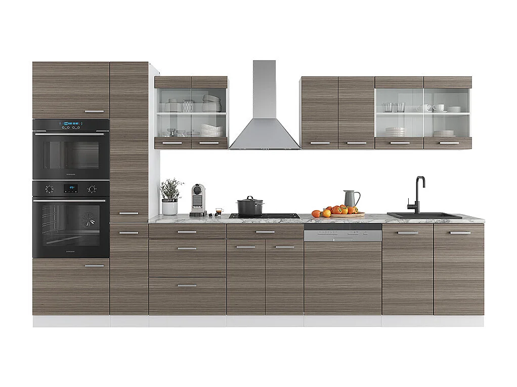 Cucina componibile grigio prezioso/bianco 350x46x81.6 r-line