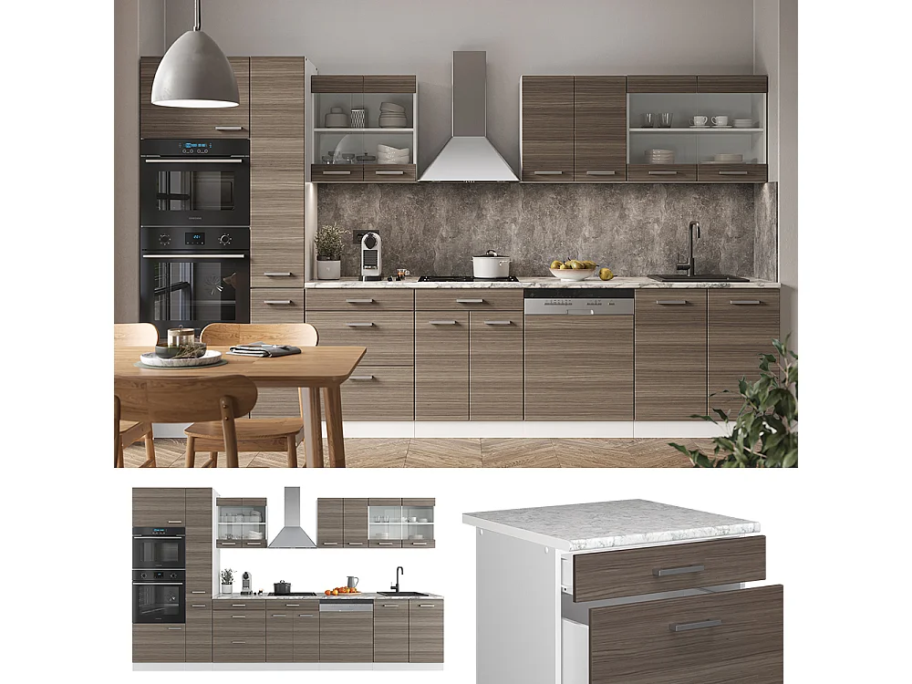 Cuisine gris noble/blanc 350x46x81.6 r-line