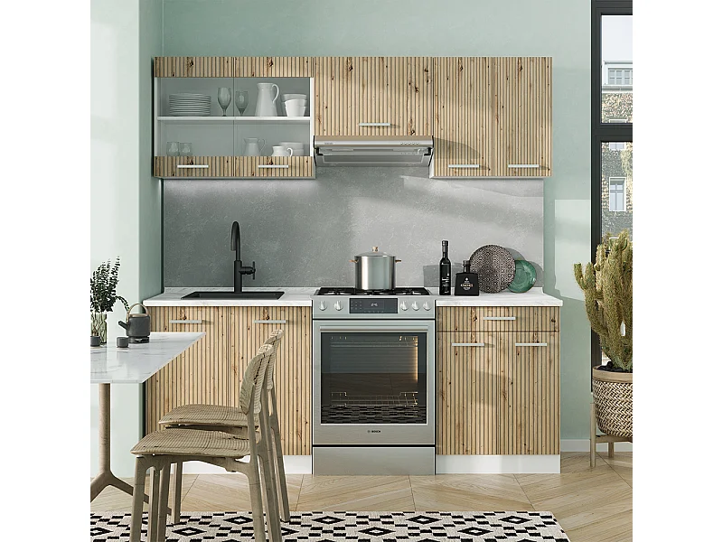 Mueble de cocina roble artesanal/blanco 200x60x81.6 r-line