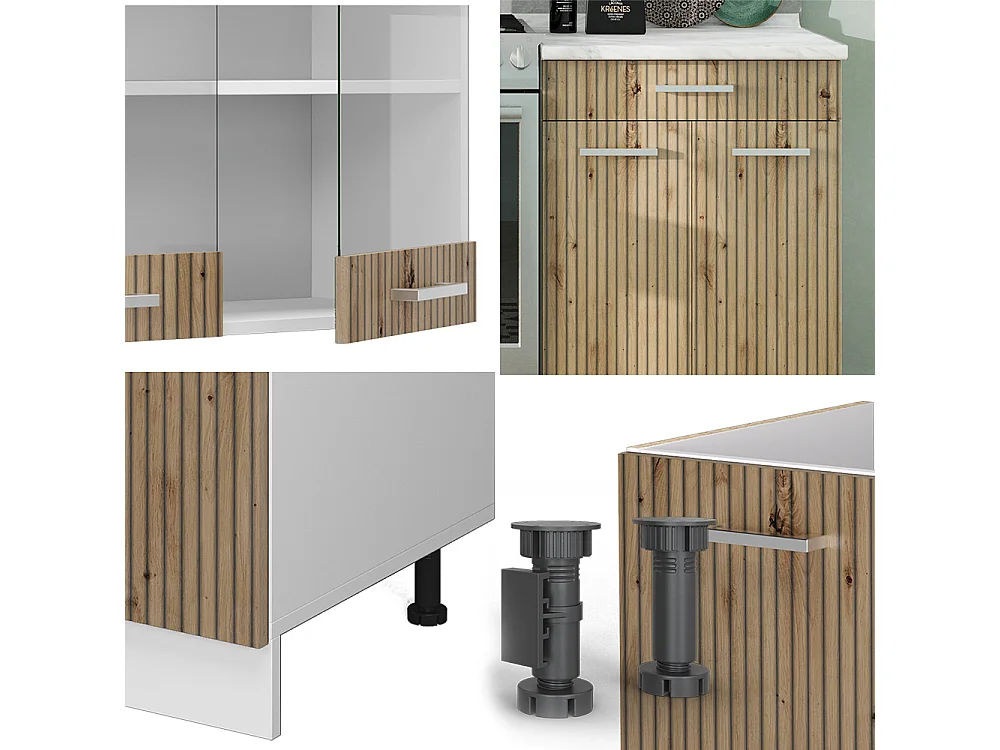 Complete keukeneenheid artisanaal eiken/wit 200x60x81.6 r-line