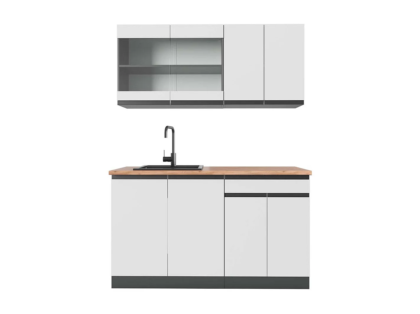Cuisine blanc/anthracite 140x60x81.6 r-line