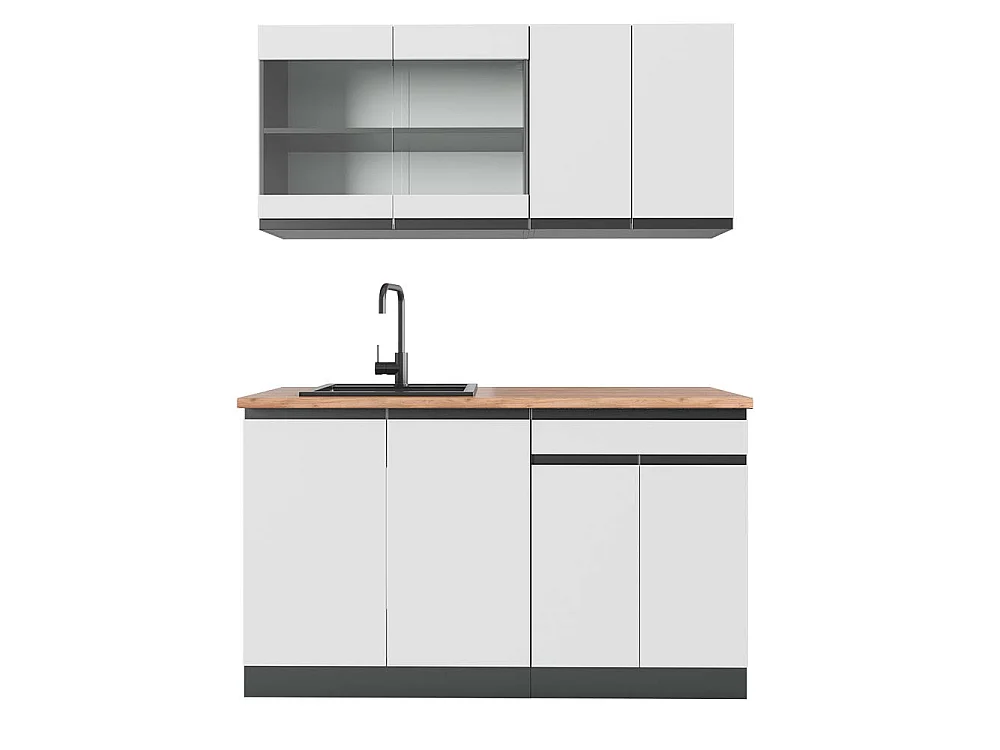 Cuisine blanc/anthracite 140x60x81.6 r-line