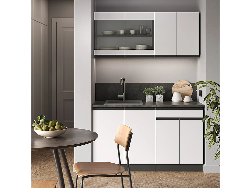 Cuisine blanc/anthracite 140x60x81.6 r-line