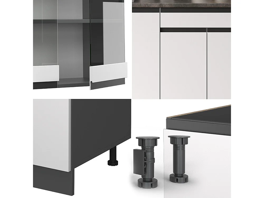 Cuisine blanc/anthracite 140x60x81.6 r-line