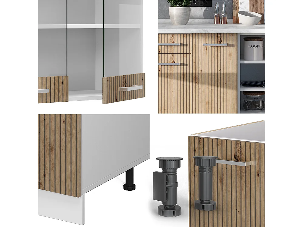 Cuisine artisan chêne/blanc 240x46x81.6 r-line