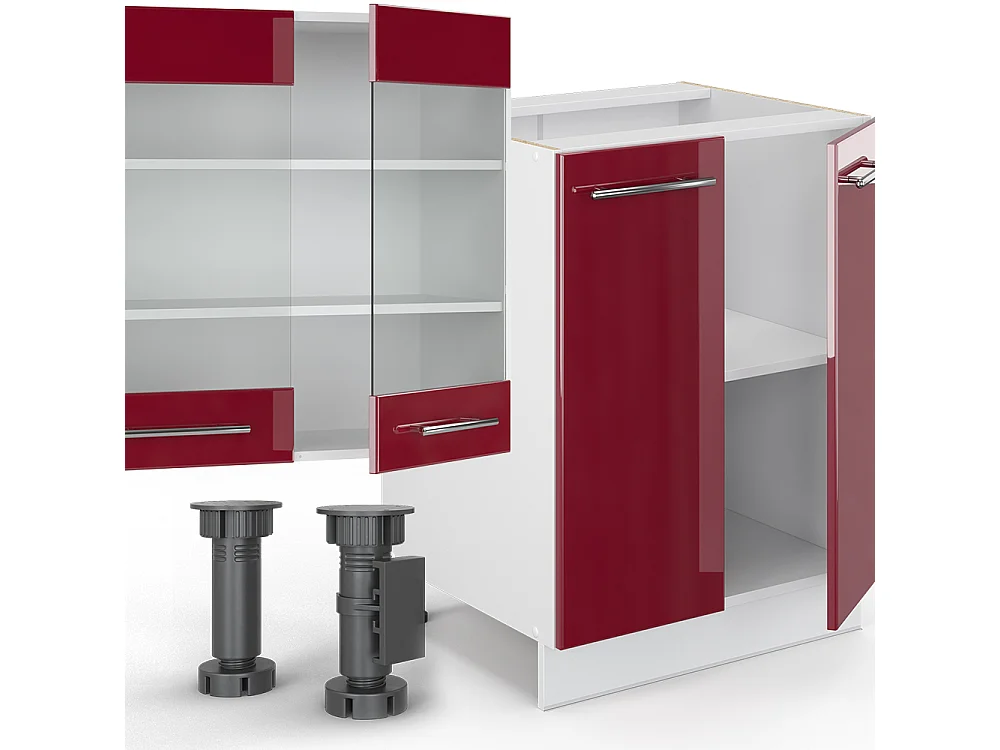 Køkkenrække bordeaux højglans/hvid 300x46x81.6 fame-line